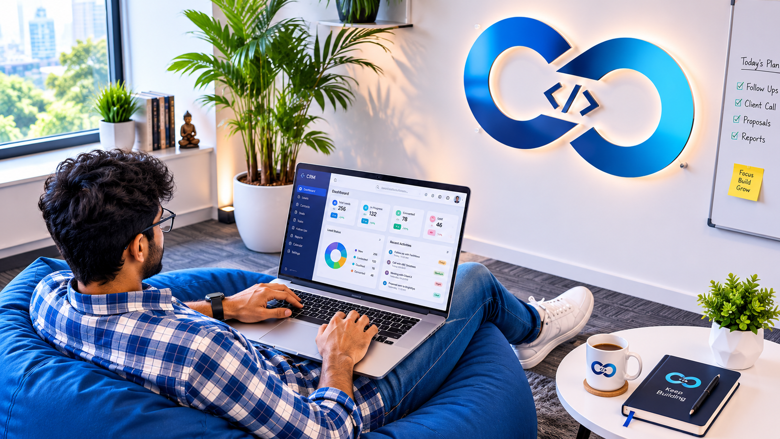 CredOn team member working on a client CRM dashboard